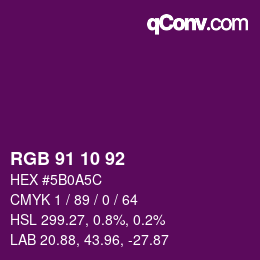 カラーコード: RGB 91 10 92 | qconv.com
