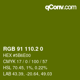 カラーコード: RGB 91 110.2 0 | qconv.com