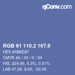 カラーコード: RGB 91 110.2 167.6 | qconv.com