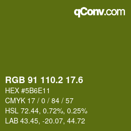 カラーコード: RGB 91 110.2 17.6 | qconv.com