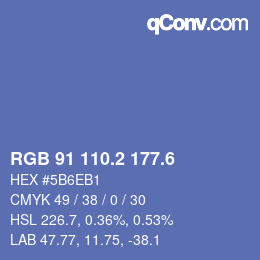 カラーコード: RGB 91 110.2 177.6 | qconv.com