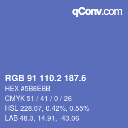 カラーコード: RGB 91 110.2 187.6 | qconv.com