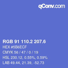 カラーコード: RGB 91 110.2 207.6 | qconv.com