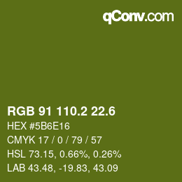 カラーコード: RGB 91 110.2 22.6 | qconv.com