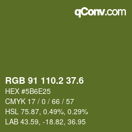 カラーコード: RGB 91 110.2 37.6 | qconv.com