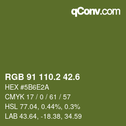 カラーコード: RGB 91 110.2 42.6 | qconv.com