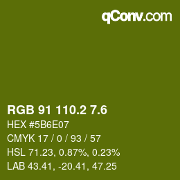 カラーコード: RGB 91 110.2 7.6 | qconv.com