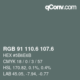 カラーコード: RGB 91 110.6 107.6 | qconv.com