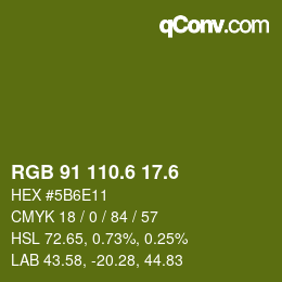 カラーコード: RGB 91 110.6 17.6 | qconv.com