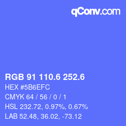 カラーコード: RGB 91 110.6 252.6 | qconv.com