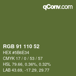 カラーコード: RGB 91 110 52 | qconv.com