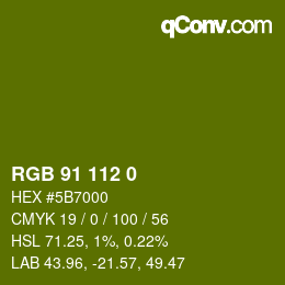 Color code: RGB 91 112 0 | qconv.com