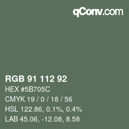 Color code: RGB 91 112 92 | qconv.com