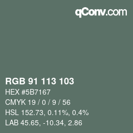 颜色代码: RGB 91 113 103 | qconv.com