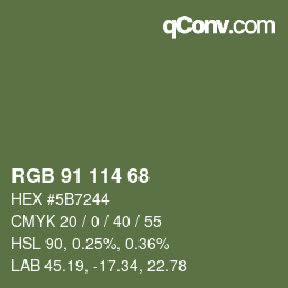 カラーコード: RGB 91 114 68 | qconv.com