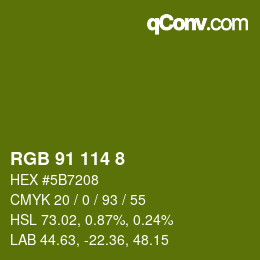 颜色代码: RGB 91 114 8 | qconv.com