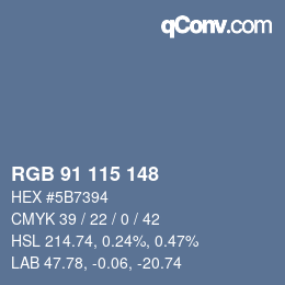 Color code: RGB 91 115 148 | qconv.com