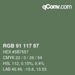 Código de color: RGB 91 117 87 | qconv.com