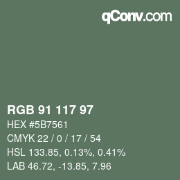 Color code: RGB 91 117 97 | qconv.com