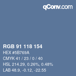颜色代码: RGB 91 118 154 | qconv.com
