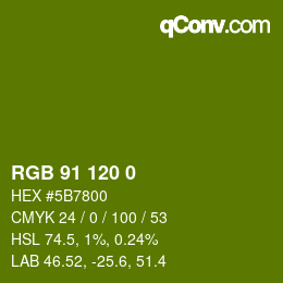 颜色代码: RGB 91 120 0 | qconv.com