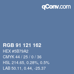Color code: RGB 91 121 162 | qconv.com