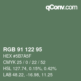 Código de color: RGB 91 122 95 | qconv.com