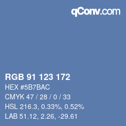 カラーコード: RGB 91 123 172 | qconv.com