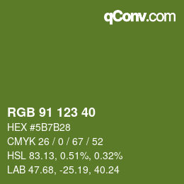 カラーコード: RGB 91 123 40 | qconv.com