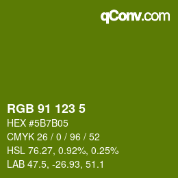 Color code: RGB 91 123 5 | qconv.com