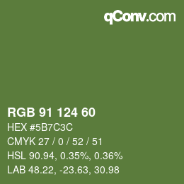 颜色代码: RGB 91 124 60 | qconv.com