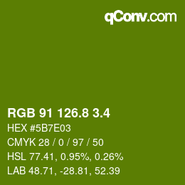 カラーコード: RGB 91 126.8 3.4 | qconv.com