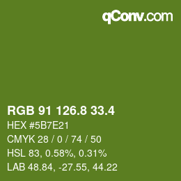 カラーコード: RGB 91 126.8 33.4 | qconv.com