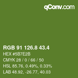 カラーコード: RGB 91 126.8 43.4 | qconv.com