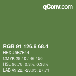 カラーコード: RGB 91 126.8 68.4 | qconv.com