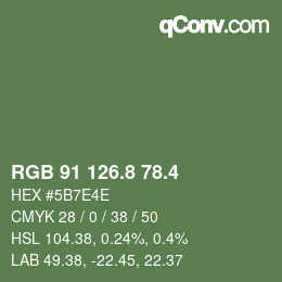 カラーコード: RGB 91 126.8 78.4 | qconv.com