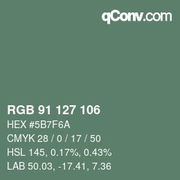 Color code: RGB 91 127 106 | qconv.com