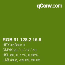 カラーコード: RGB 91 128.2 16.6 | qconv.com