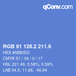 カラーコード: RGB 91 128.2 211.6 | qconv.com
