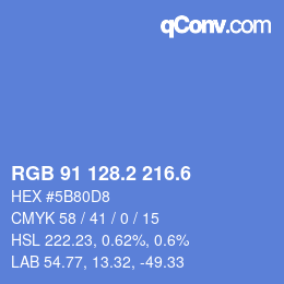 カラーコード: RGB 91 128.2 216.6 | qconv.com