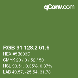カラーコード: RGB 91 128.2 61.6 | qconv.com