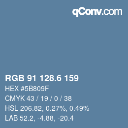 カラーコード: RGB 91 128.6 159 | qconv.com
