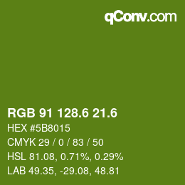 カラーコード: RGB 91 128.6 21.6 | qconv.com