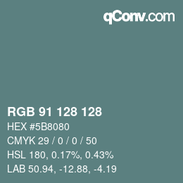 Color code: RGB 91 128 128 | qconv.com