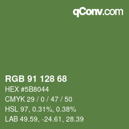 颜色代码: RGB 91 128 68 | qconv.com