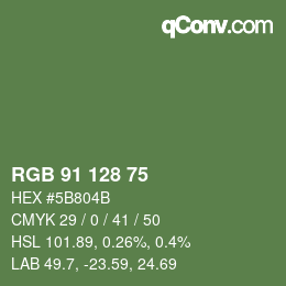Color code: RGB 91 128 75 | qconv.com