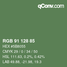 Color code: RGB 91 128 85 | qconv.com
