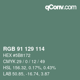 Color code: RGB 91 129 114 | qconv.com