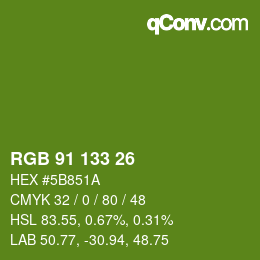 Color code: RGB 91 133 26 | qconv.com