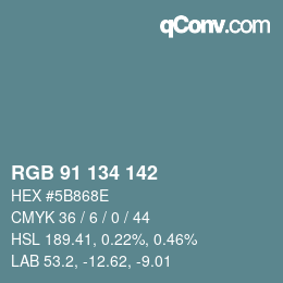 Color code: RGB 91 134 142 | qconv.com